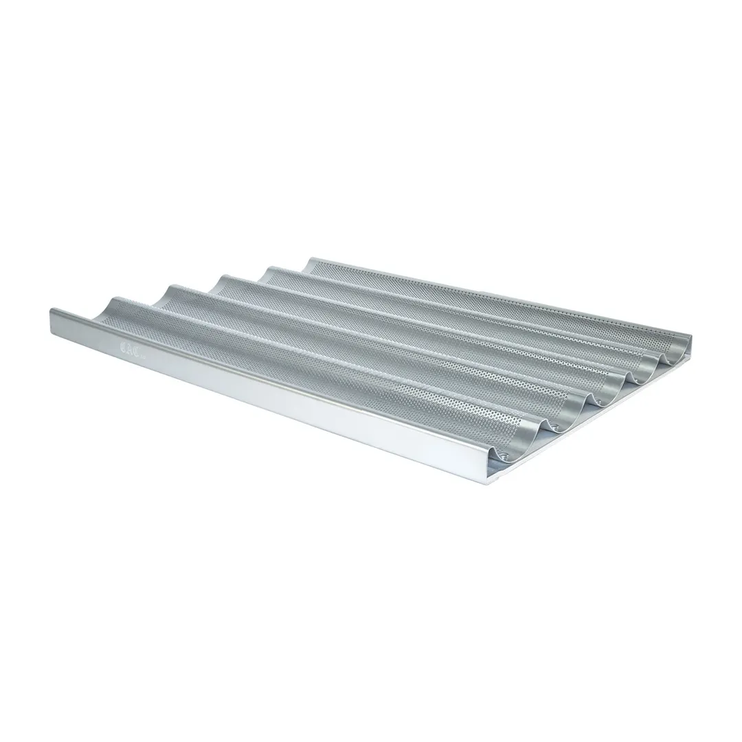 CAC China ALBP-5 French Baguette Pan, 5 Slots, 18" x 26", Perforated, Non-Stick, Aluminum