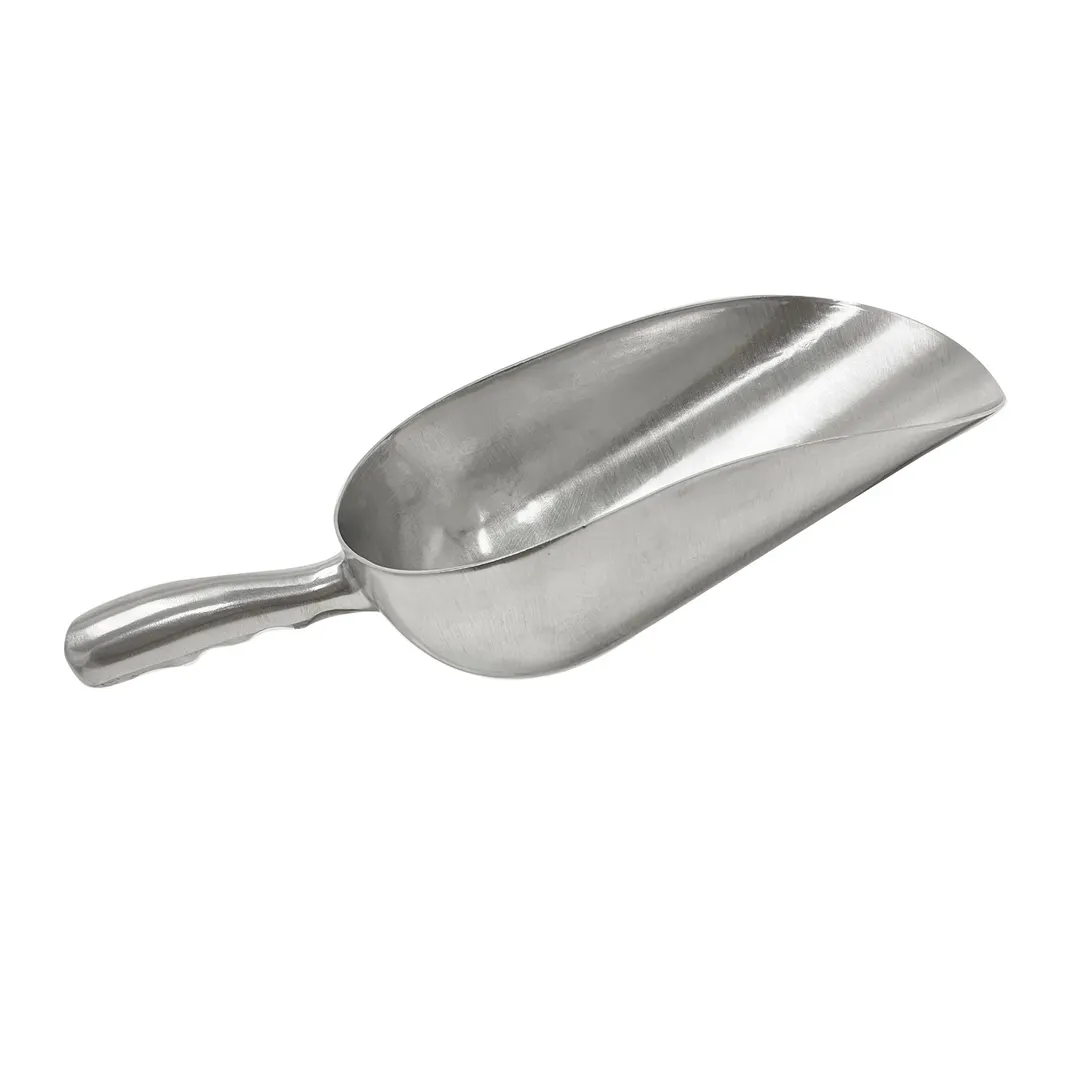 CAC China ALSC-85 Scoop, 85 oz., Curved Handle, Aluminum, NSF - Hand Wash Only
