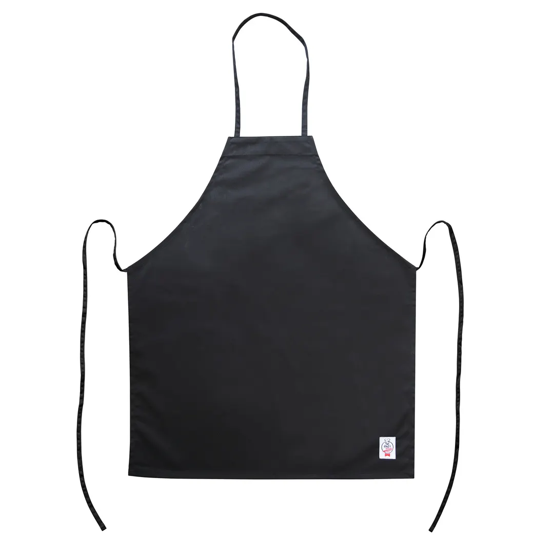 CAC China APBB-1K Bib Apron, 26"W x 33"L, Full, No Pocket, 65/35 Poly/Cotton, Black