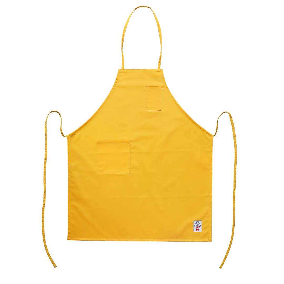 CAC China APBB-2YL Bib Apron, 26"W x 33"L, Yellow, Poly/Cotton, 2 Pockets