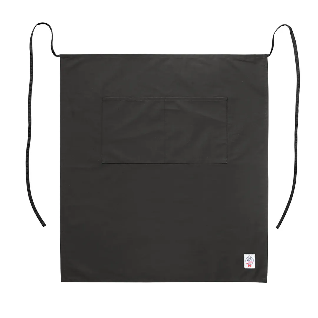 CAC China APBS-1K Apron, 28-1/2"W x 31"L, Waist Ties, 2 Patch Pockets, 65/35 Poly/Cotton, Black
