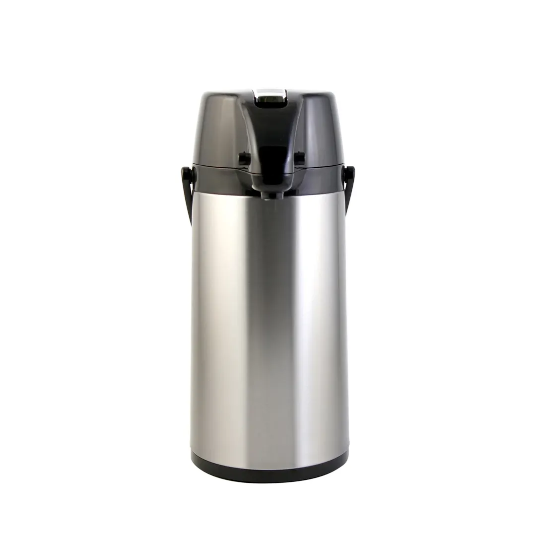 CAC China APGL-19LT Airpot, 1.9L Glass Liner, Lever Style, Black Lid, Steel, Double-Wall