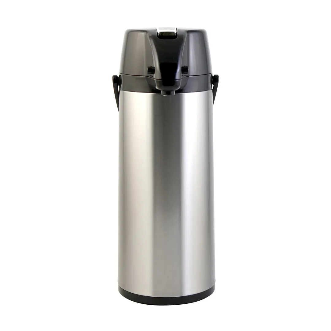 CAC China APGL-25LT Airpot, 2.5L Glass Lined, Lever Style, Black Lid, Steel, Double‑Wall Insulated