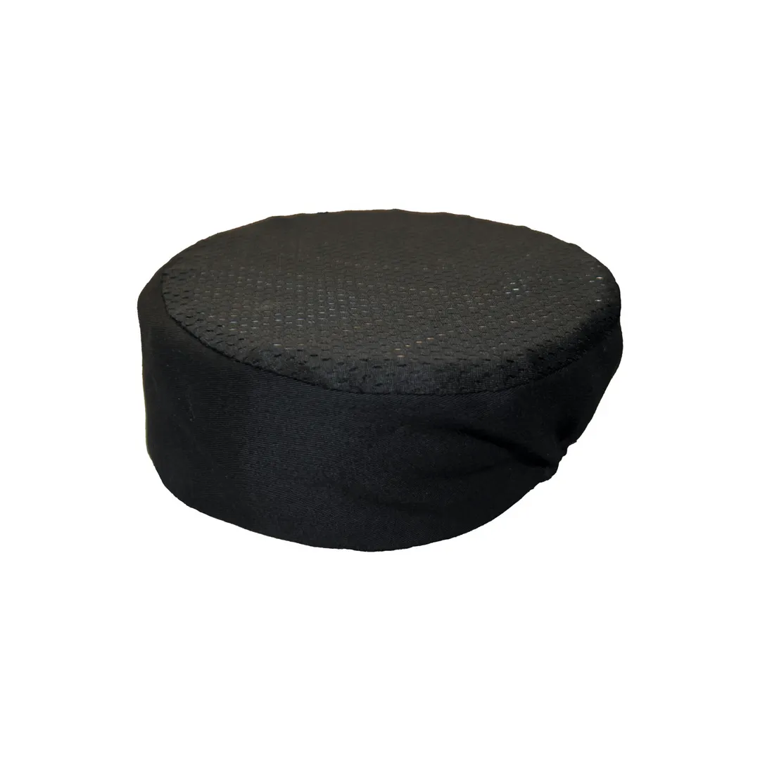CAC China APHT-1KM Chef's Pride Hat Pillbox, 3-1/2"H, S/M, Black Beanie