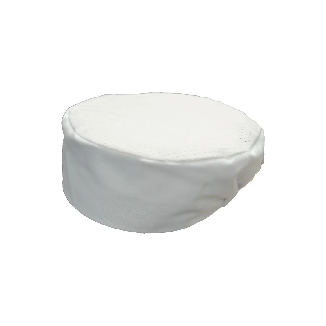 CAC China APHT-1WL Chef's Pride Hat Pillbox, 3-1/2"H, L/XL, White Beanie