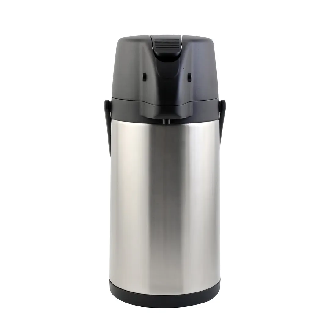 CAC China APSL-25LT Airpot, 2.5 L Stainless Steel Lined, Lever-Style Black Lid, Vacuum Insulated