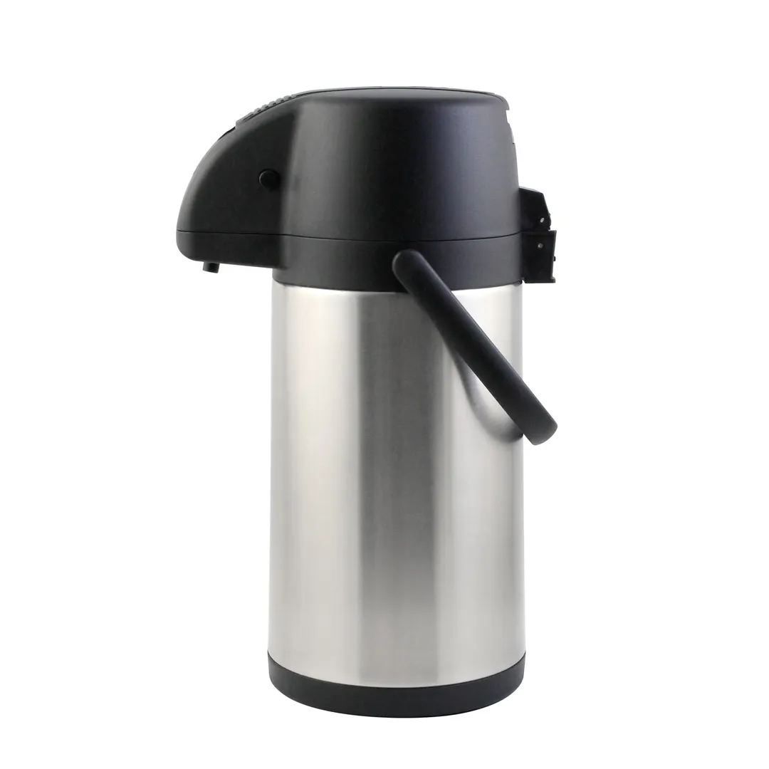 CAC China APSL-25LT Airpot, 2.5 L Stainless Steel Lined, Lever-Style Black Lid, Vacuum Insulated