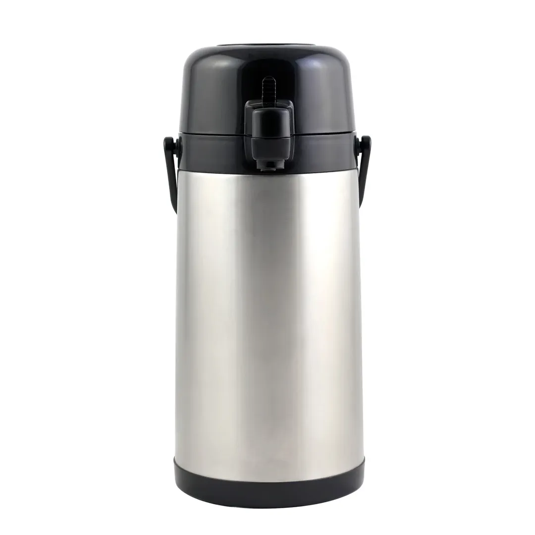 CAC China APSL-30PB Airpot, 3L Steel Lined, Push-Button, Black Lid, Double-Wall Vacuum Insulated