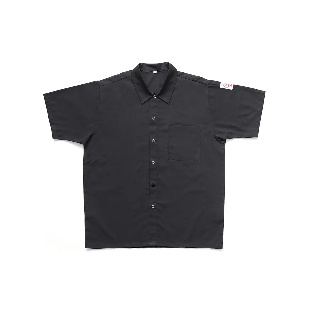 CAC China APST-8KL Chef's Pride Shirt, Large, Black, Snap Button Front