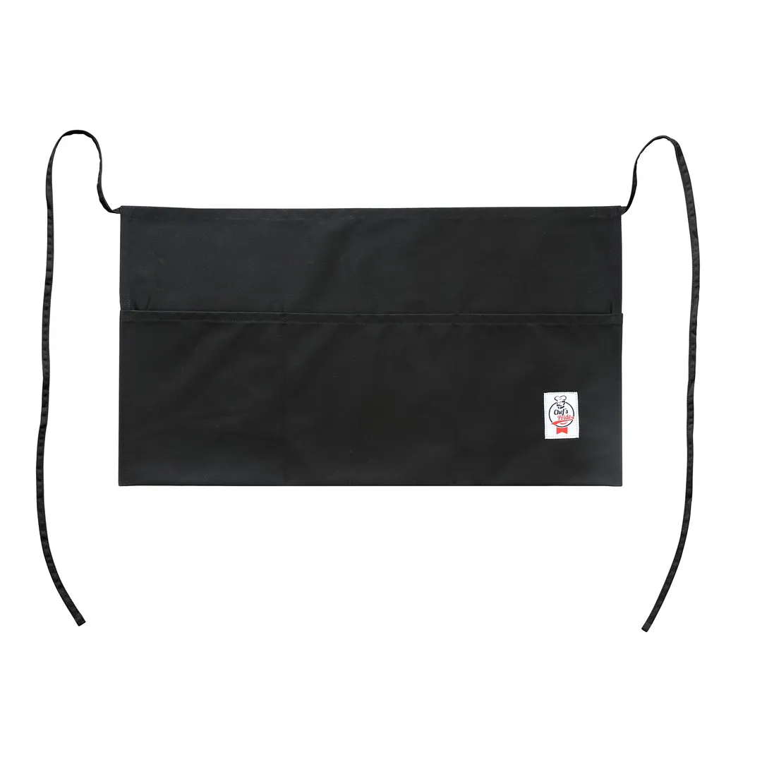 CAC China APWA-1K Waist Apron, 21-7/8"L x 12-1/2"W, Black, 65/35 Poly/Cotton, 3 Pockets