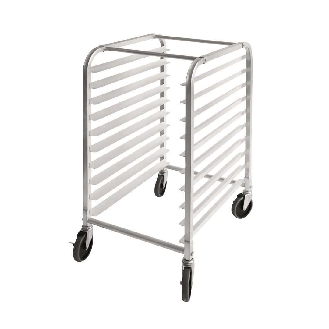 CAC China ASPR-10BK 10-Tier Aluminum Sheet Pan Rack Set, 26"L x 20"W x 38-1/2"H, Holds 10 Full-Size Sheet Pans, 4 Swivel Casters (2 with Brake), Knocked Down, NSF Certified