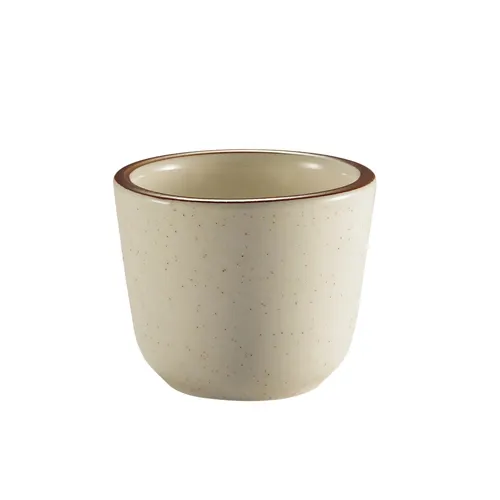 CAC China AZ-45 Tea Cup, 4.5 Oz (2‑7/8" Dia x 2‑1/4" H), Brown Rim Stoneware, Safe - 1 Dozen
