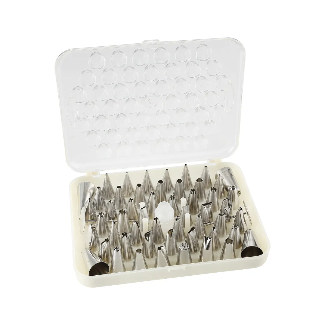CAC China B7DT-52 Stainless Steel Cake Decorating Tip Set, 52 Pieces, Baking Smallwares, 52/Set