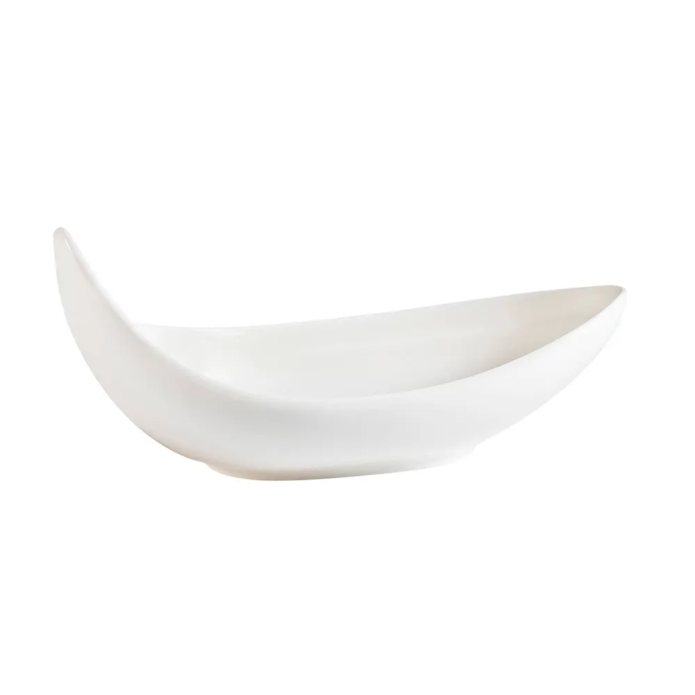 CAC China BDS-7 Boat-Shape Porcelain Bowl, 7" L x 3-1/2" W x 3" H, White, Dishwasher Safe - 1 Dozen