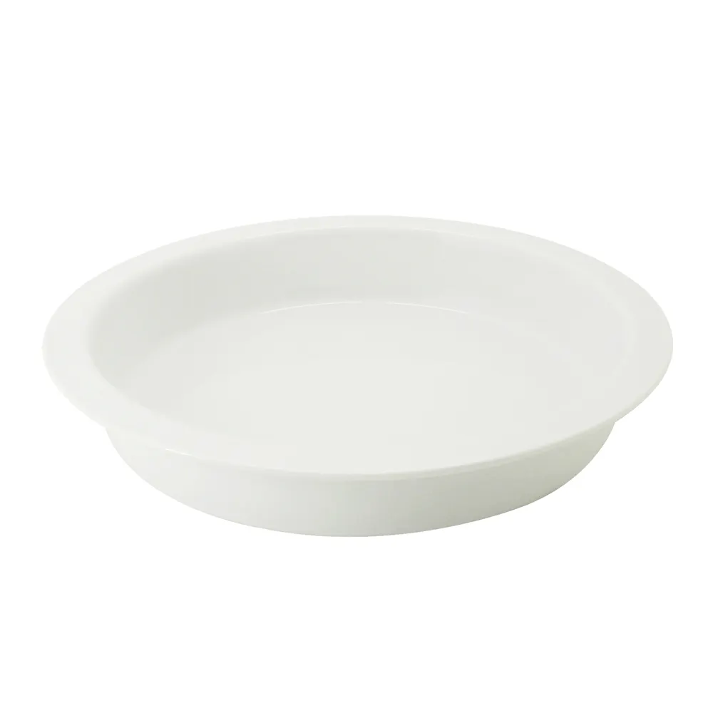 CAC China BF-R16 - 15"⅜ Round Porcelain Baking Dish, Super White, 2½" Height, Dishwasher Safe