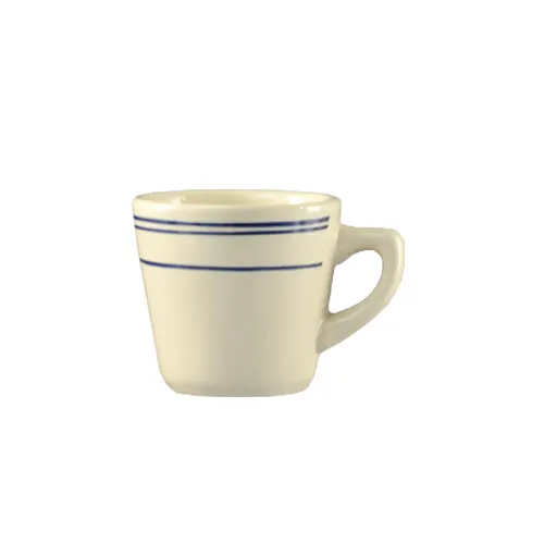 CAC China BLU-1 - Blue 7 oz Cup, 3½" Dia x 3" H, Dishwasher Safe, Blue/White Finish - 1 Dozen