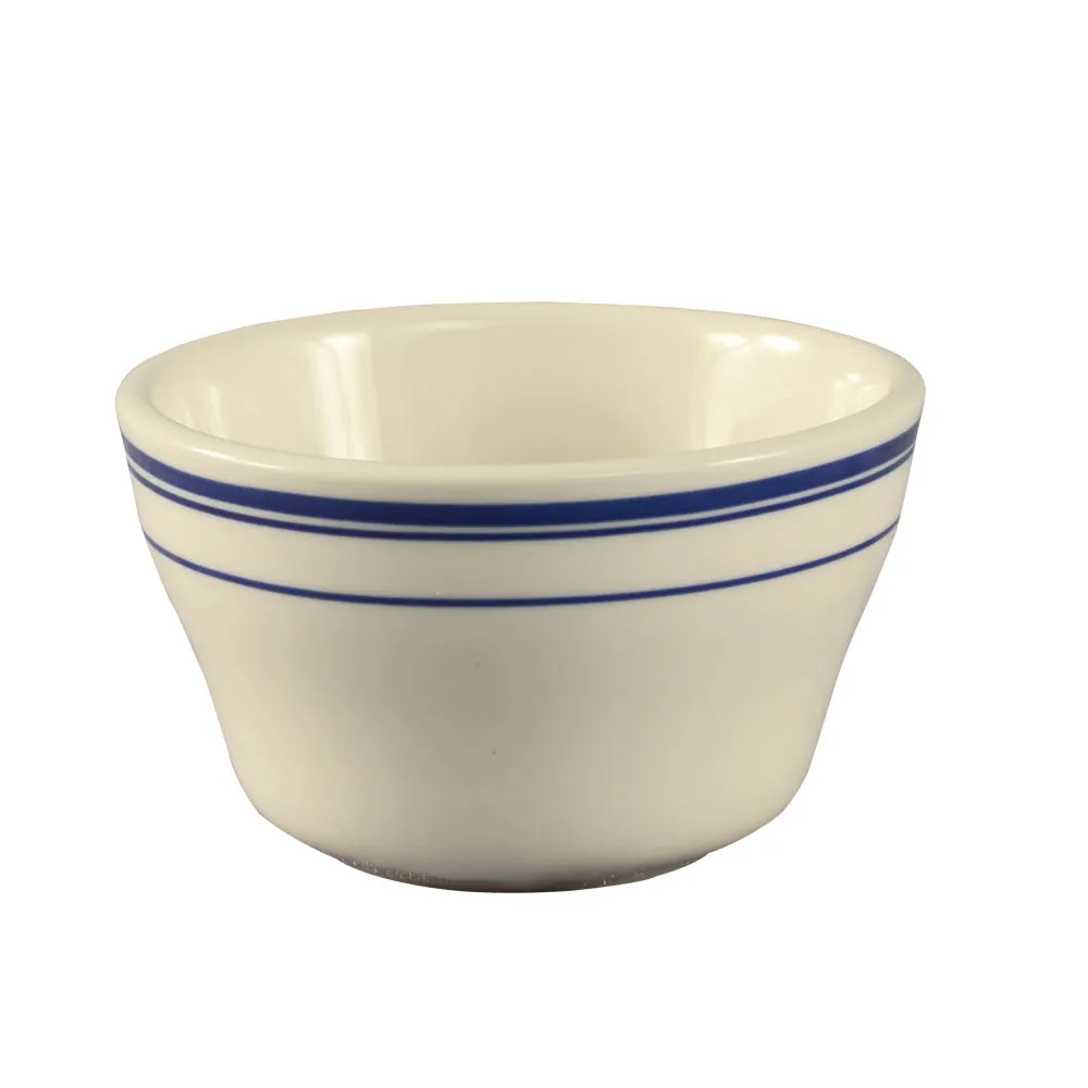 CAC China BLU-4 - Blue Line Bouillon Cup, 7-1/4 oz, 4" Dia x 2.5" H, Ceramic, Safe - 1 Dozen