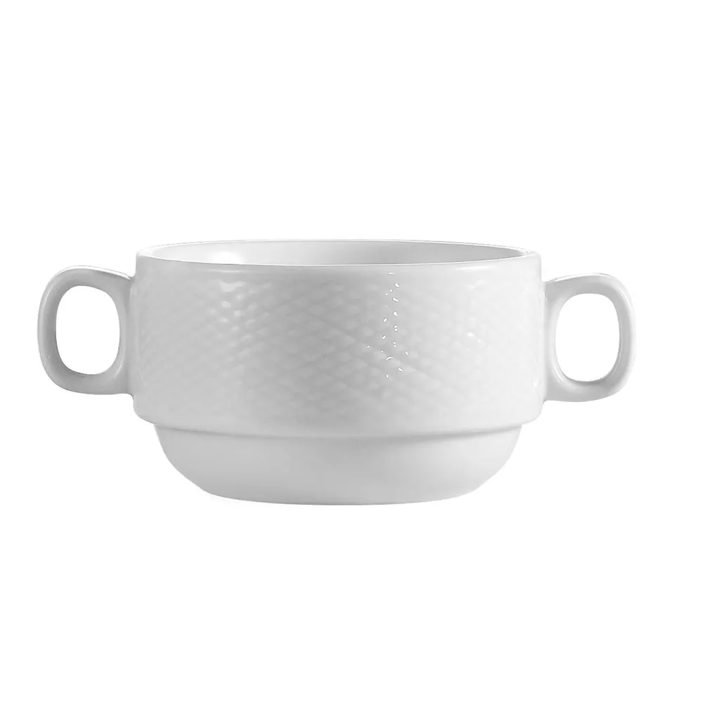 CAC China BST-46 - Boston Bouillon Cup, 8 oz, Round Porcelain, Stackable, Dishwasher Safe - 1 Dozen