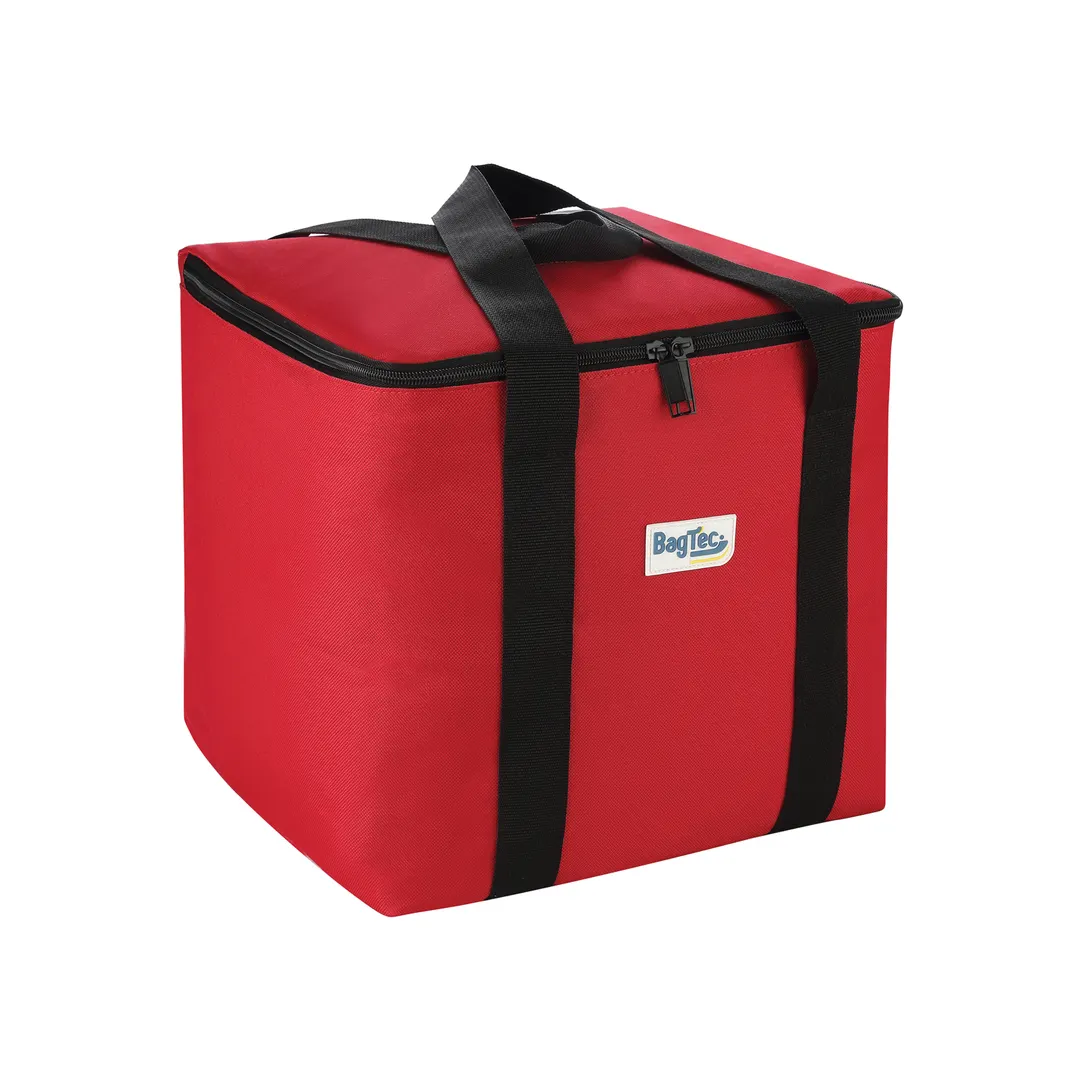 CAC China BTCA-1212R Insulated Food Delivery Bag, 12"x12"x12", Zipper Lid, Water-Resistant Nylon, Black/Cherry