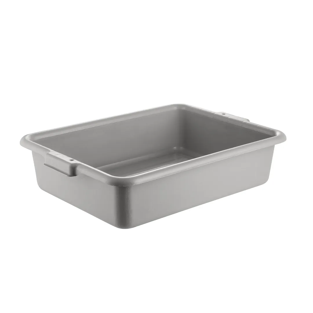 CAC China BTDB-5GY Bus Box, 22" L x 15-3/4" W x 5" H, Polypropylene, Gray, 1-Compartment, BPA Free