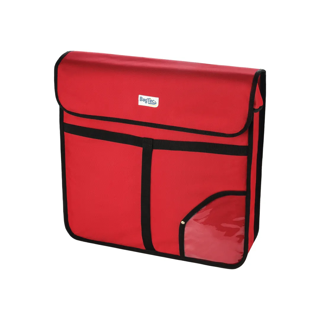 CAC China BTPZ-0520R BagTec® Insulated Pizza Delivery Bag, 20" x 20" x 5", Red Water-Resistant Nylon, Reinforced Strap & Steam Outlet