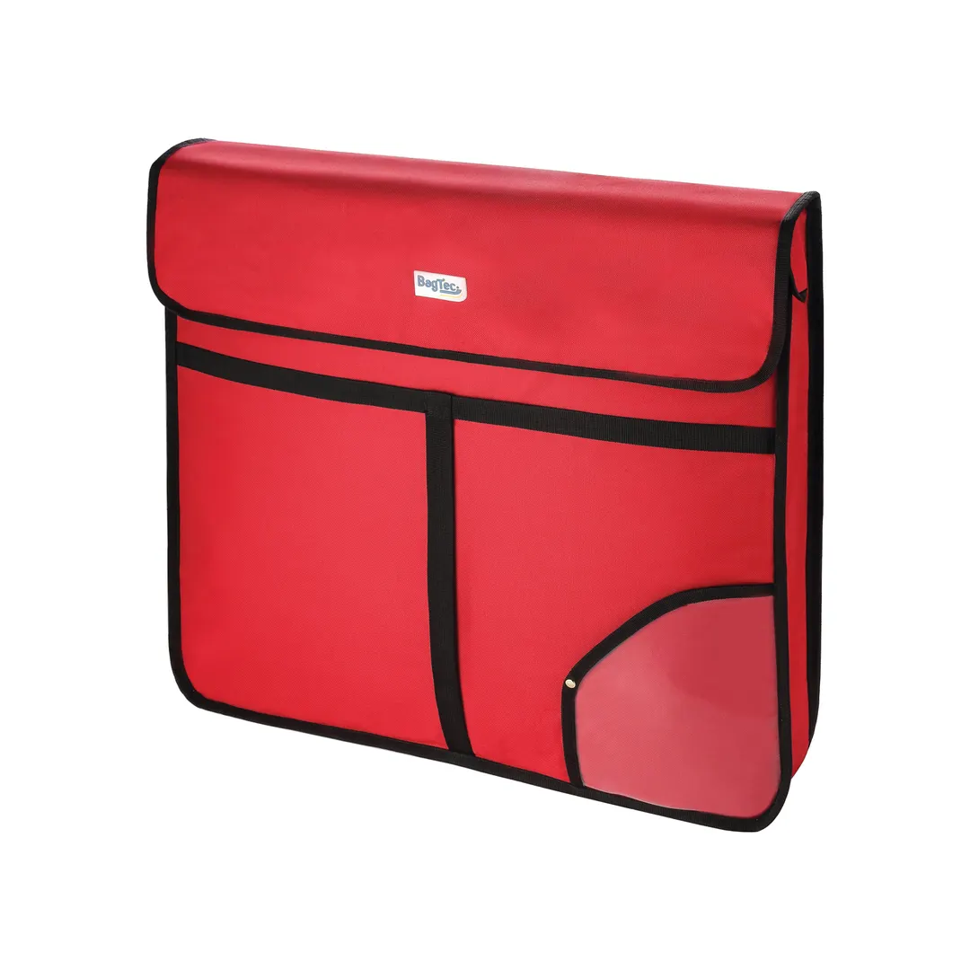 CAC China BTPZ-0524R BagTec® Pizza Delivery Bag, Red 24" x 24" x 5", Insulated, Reinforced Strap, Steam Outlet, Water-Resistant Nylon Exterior