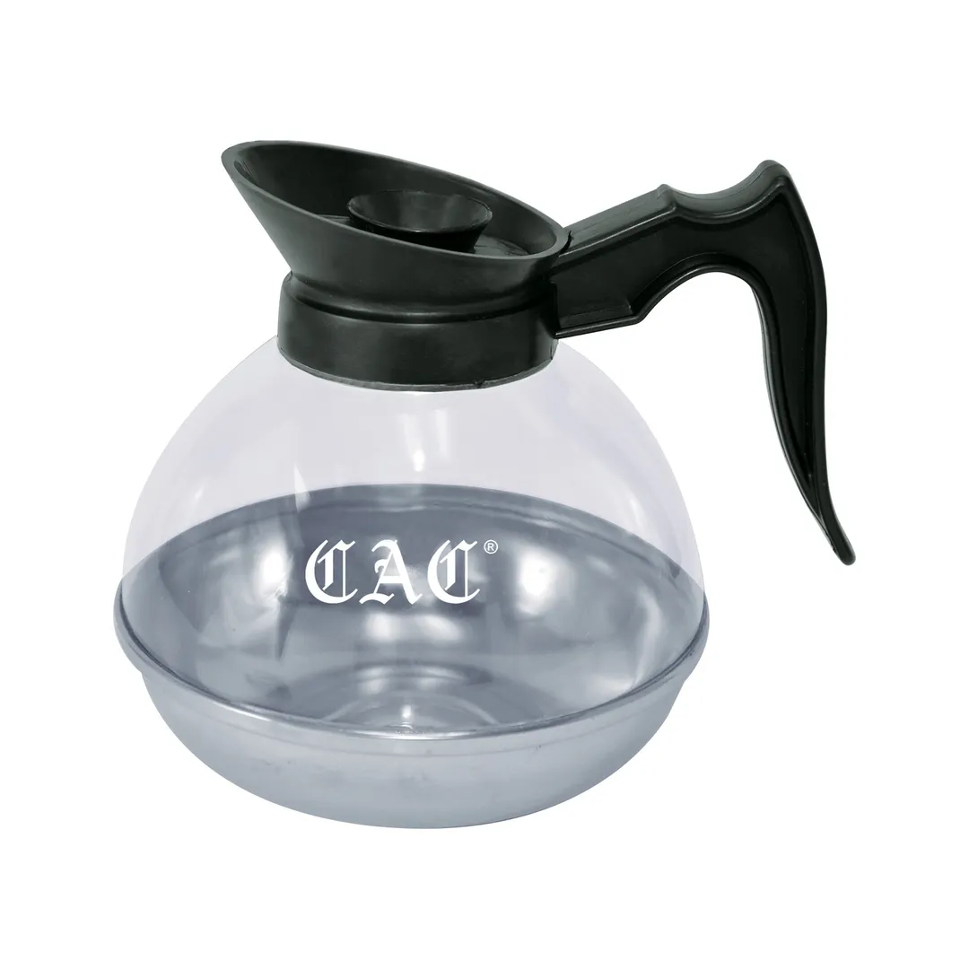 CAC China BVCD-64K Coffee Decanter, 64oz, Spout & Handle, Polycarbonate, Stainless Steel Base, Black