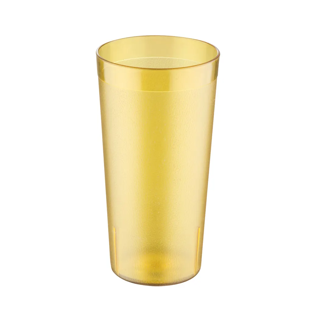 CAC China BVPT-20AM 20 oz Amber Pebbled SAN Plastic Tumbler, Dishwasher Safe Bottom Lugs - 1 Dozen