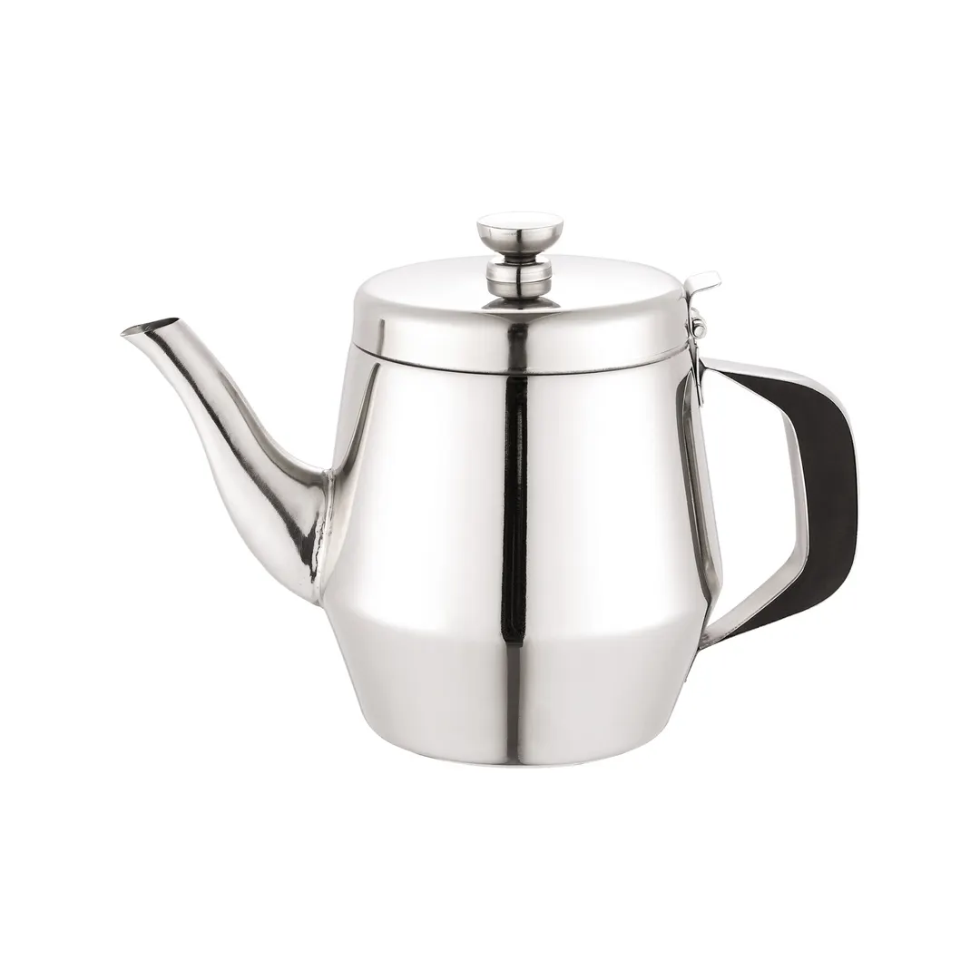 CAC China BVTP-32 Stainless Steel Teapot, 32 oz., Gooseneck, Hinged Lid, Mirror Finish