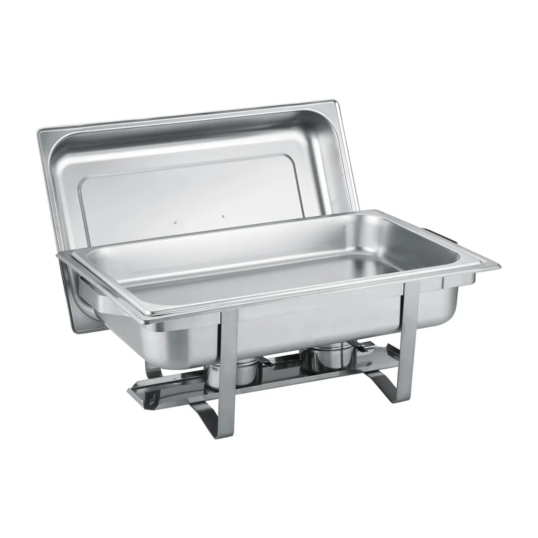 CAC China CAFR-102 8 Qt Stainless Steel Chafing Dish, Cover, Water, Food & Fuel Holders – Set