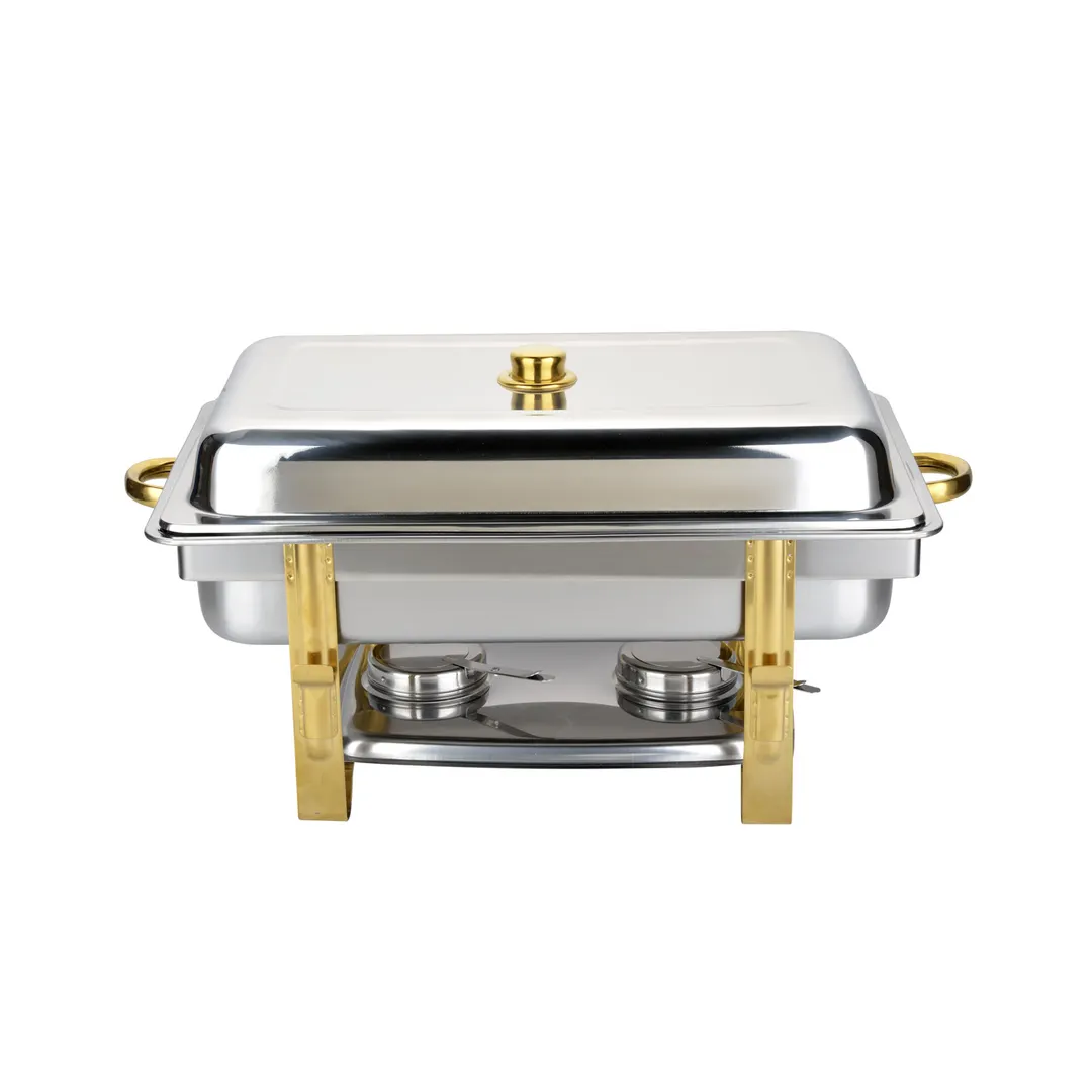 CAC China CAFR-201 Luminous Chafing Dish, 8 qt., Full Size, Rectangular, Stainless Steel, Set