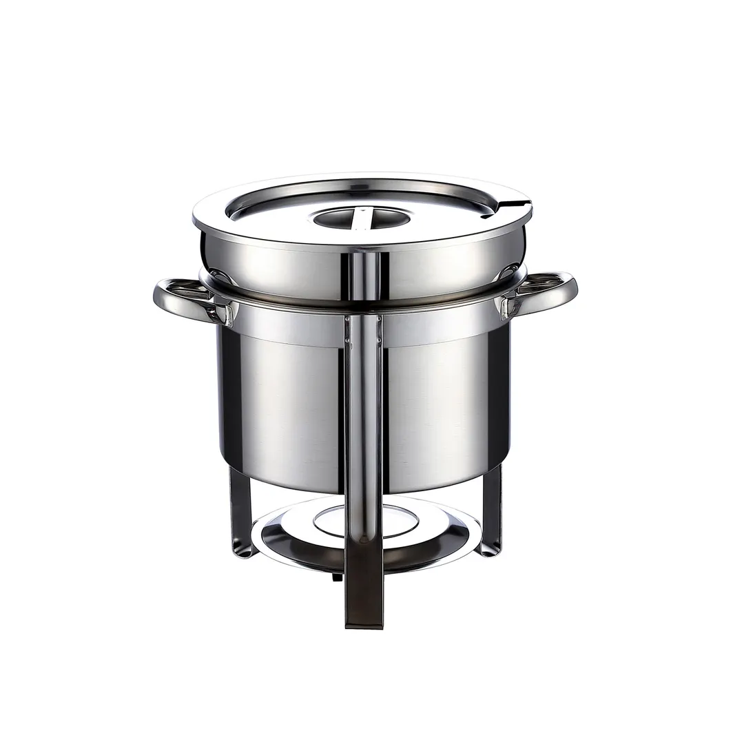 CAC China CAMS-111 Marmite Soup Chafer Warmer Set, 11 Qt Stainless Steel with Lift‑Off Cover - Set