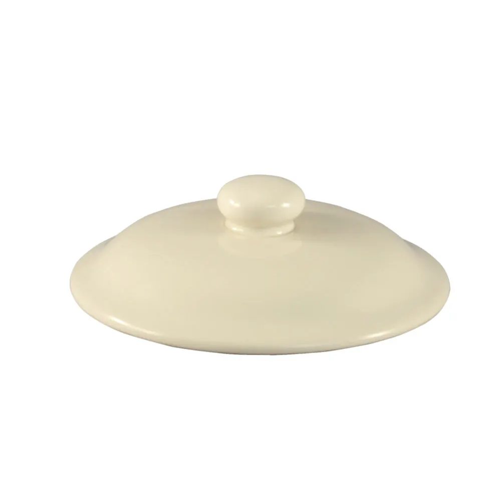 CAC China CAS-10-LID - Ceramic Lid, 4-5/8" Dia x 1-1/4" H, White, Oven Microwave Safe - 1 Dozen