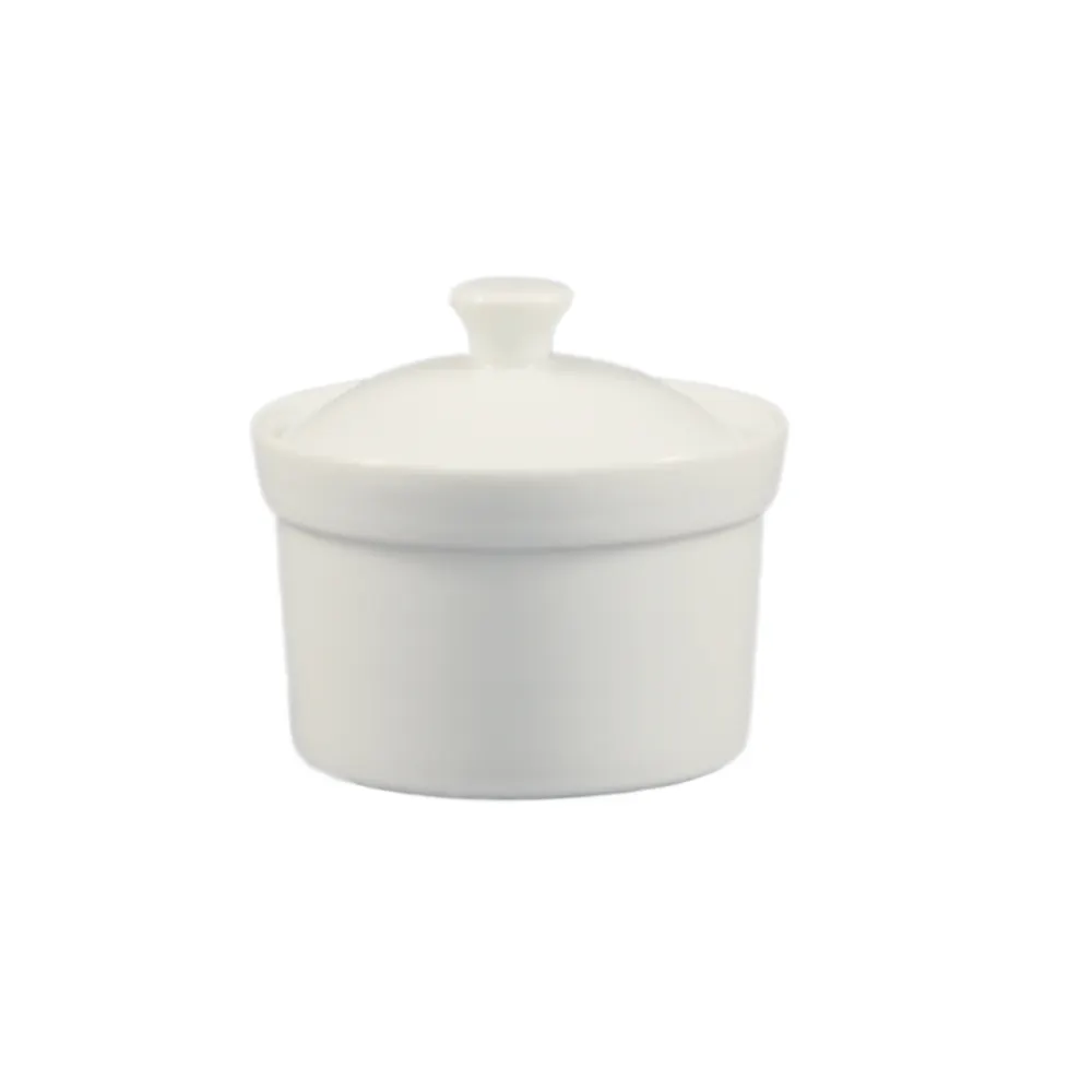 CAC China CAS-B10 - 10 oz Porcelain Bowl Lid, 4" x 2-3/8" H, Dishwasher Oven Safe - Set
