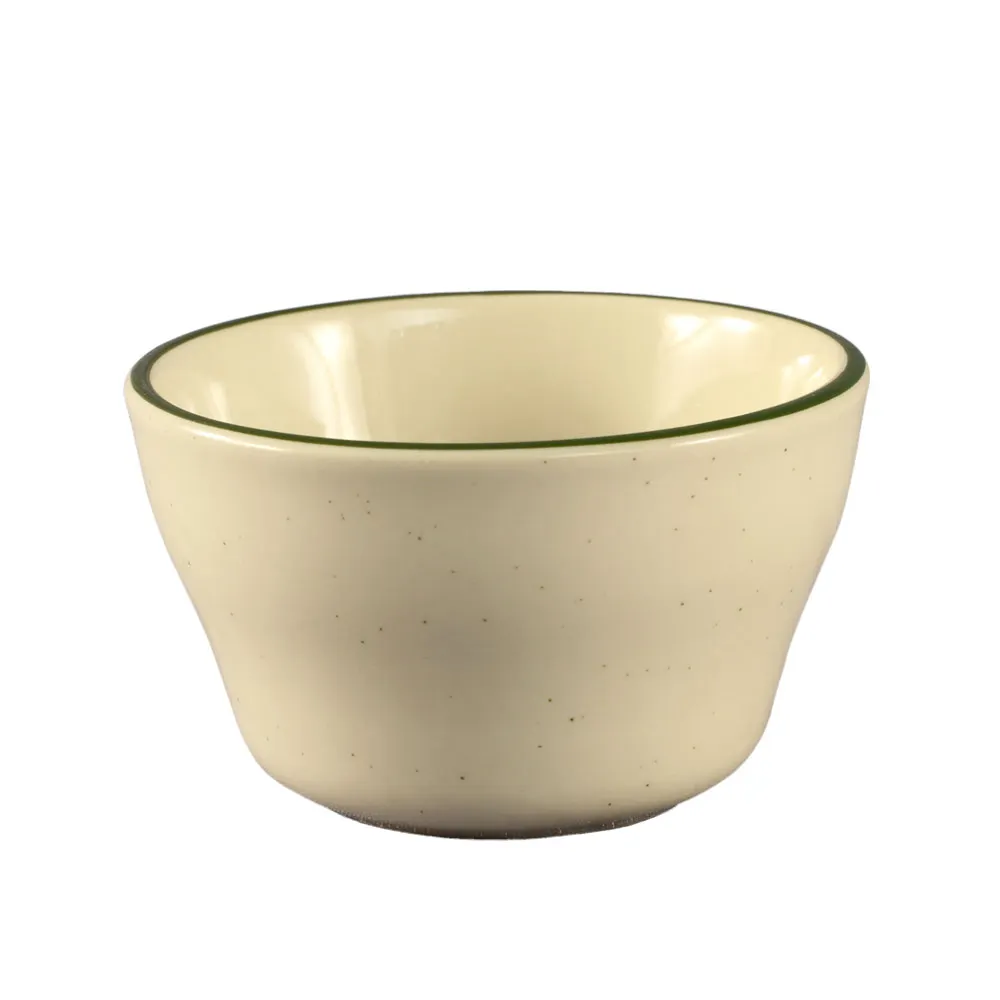 CAC China CES-4 Bouillon Cup, 7 oz, 4" Dia x 2.5" H, Ceramic, Emerald Rim, American White - 1 Dozen