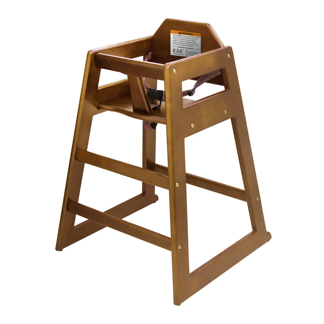 CAC China CHWH-30WNT Wood High Chair, 29-3/4"H, Walnut with Mahogany Finish, Restaurant-Grade