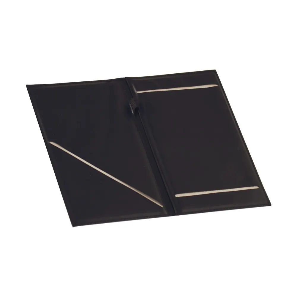 CAC China CKPR-9K Order Holder, 8-1/2" x 5-1/4" Black Check Presenter with Elastic Pen Loop