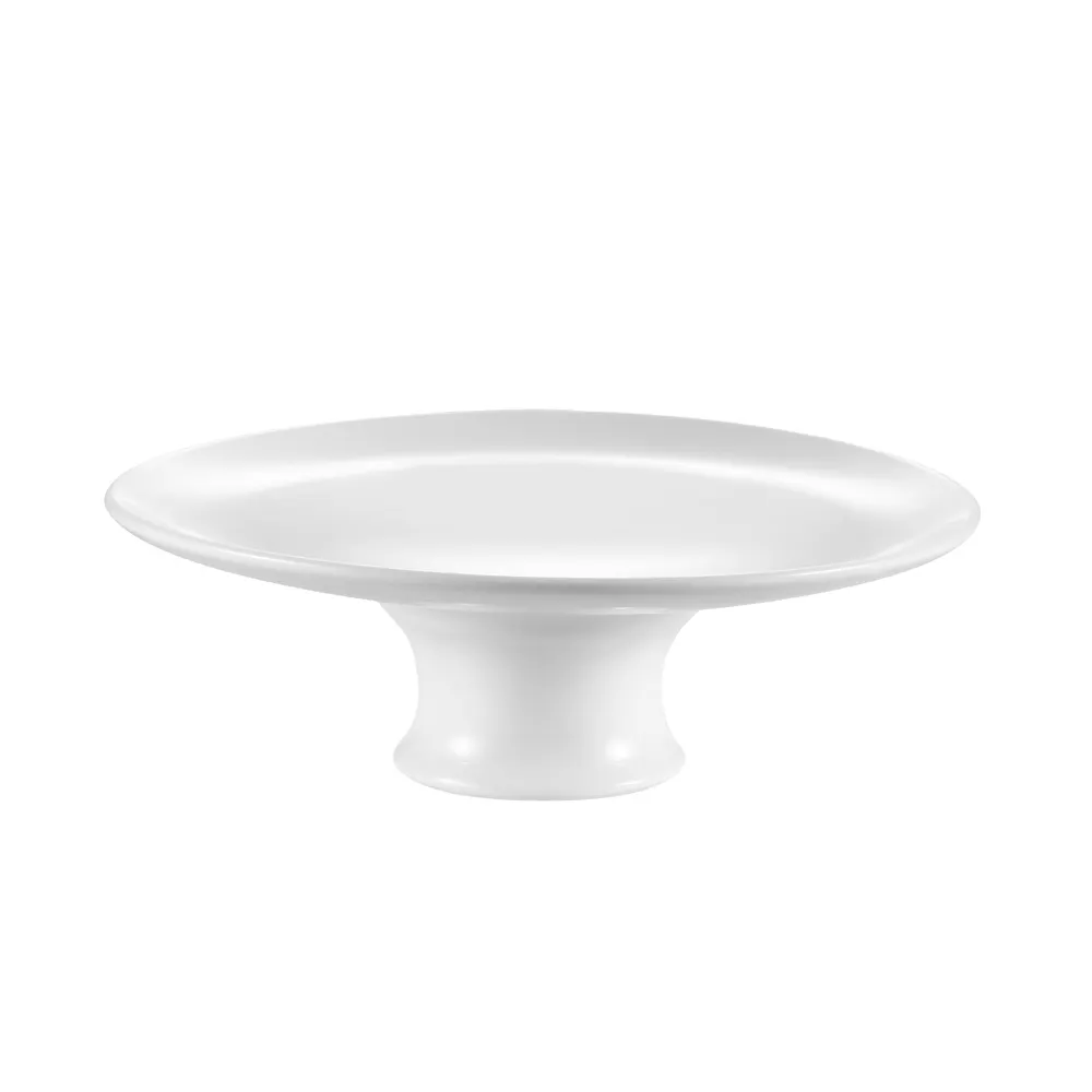 CAC China CKST-21F Cake Stand, 12" Diameter x 4" Height Porcelain, Super White, Dishwasher Safe