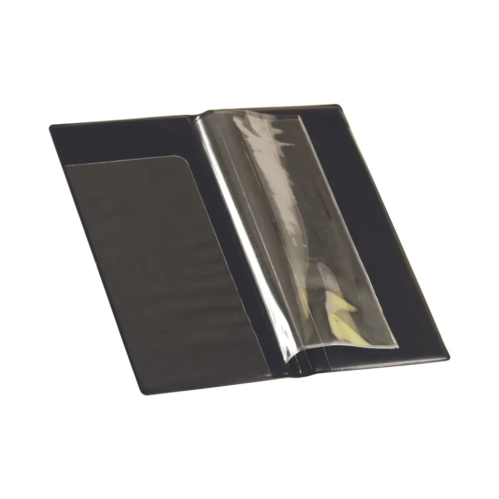 CAC China CKSV-5K Server Order Book, 9" x 4-1/2" Black Check Presenter with Four Pockets