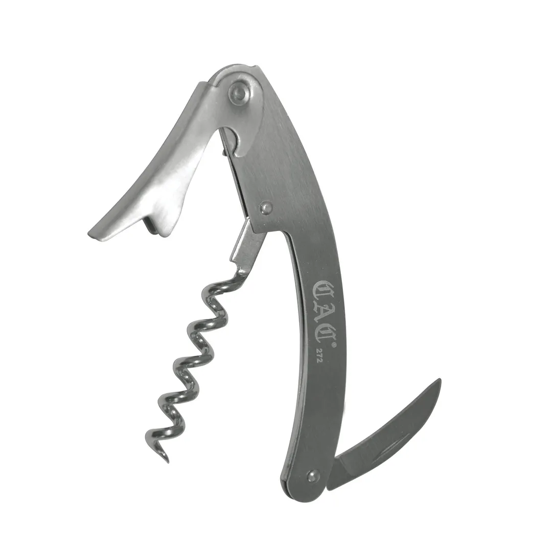 CAC China CKSW-2 Waiter's Corkscrew, Curved Silver Handle, Stainless Steel Blade, Skull Design