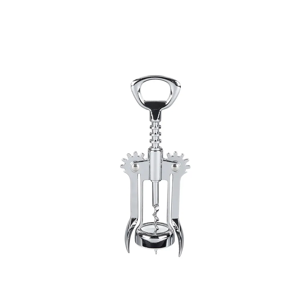 CAC China CKSW-4S Corkscrew, Wing-Style, Chrome-Plated, Silver Handle, Skull Type