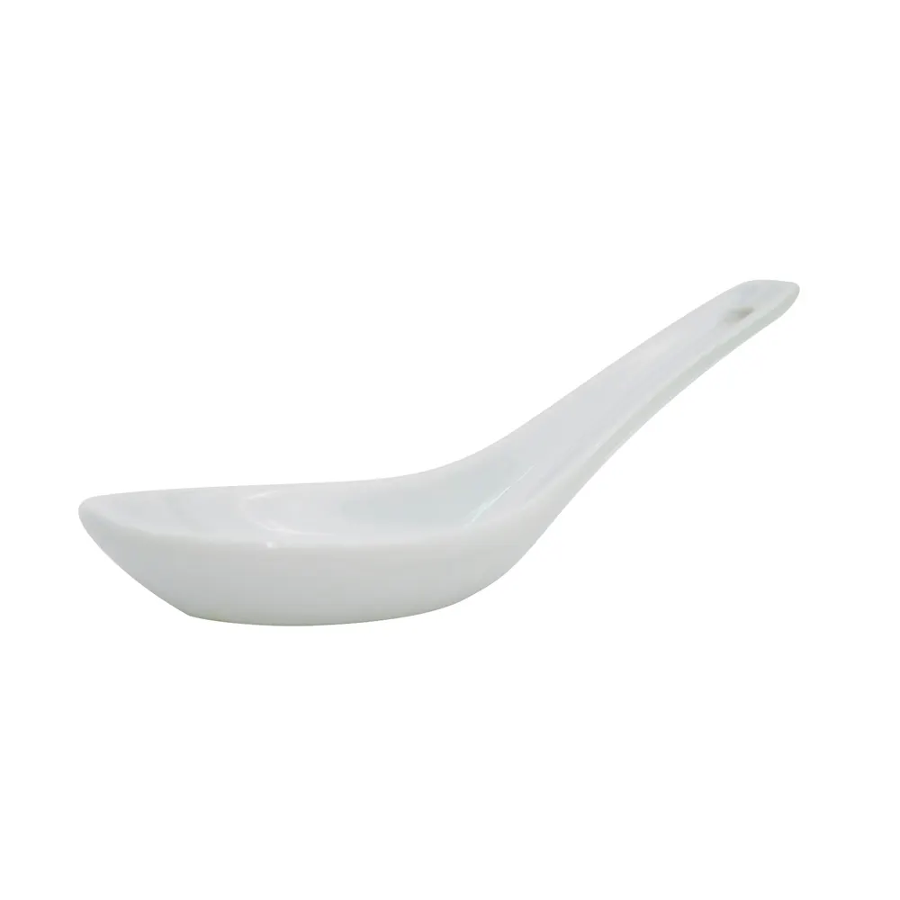 CAC China CN-41 - Chinese Soup Spoon, 5.5" L x 2" W x 0.5" H, Porcelain White, Safe - 1 Dozen