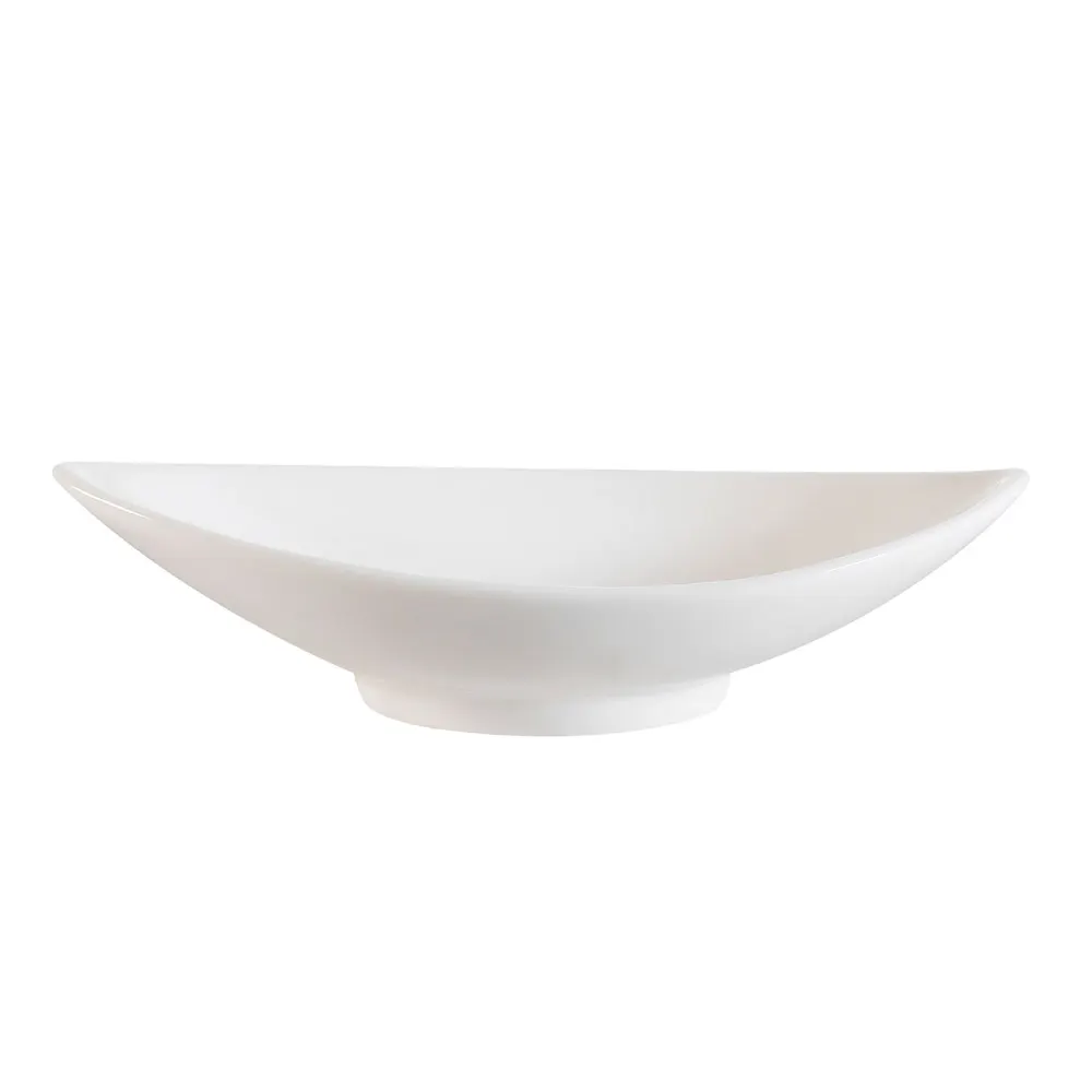 CAC China CND-12 Canoe Dish Bowl, 12"½ x 6"½ x 3"½ Porcelain, White, Oven Microwave Safe - 1 Dozen