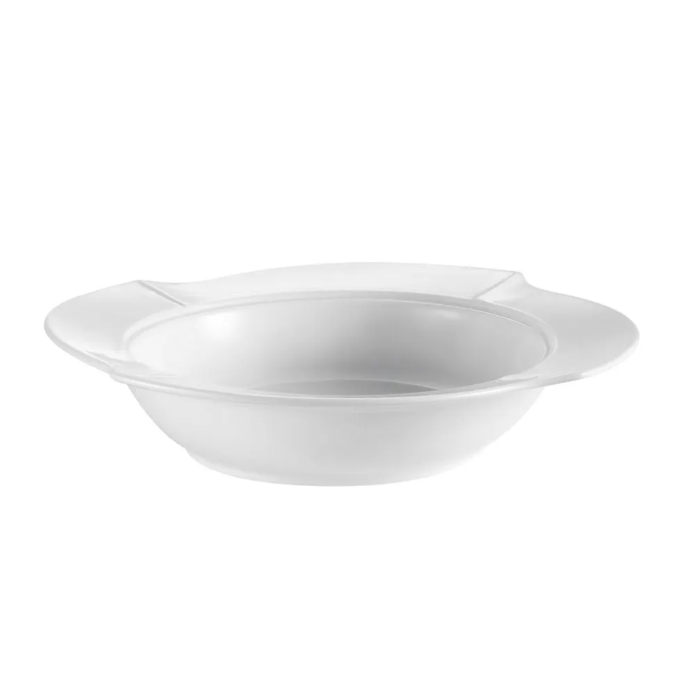 CAC China COL-120 - 30 oz 11½" Flower Porcelain Bowl with Handle & Cover, White, Dishwasher Safe - Set