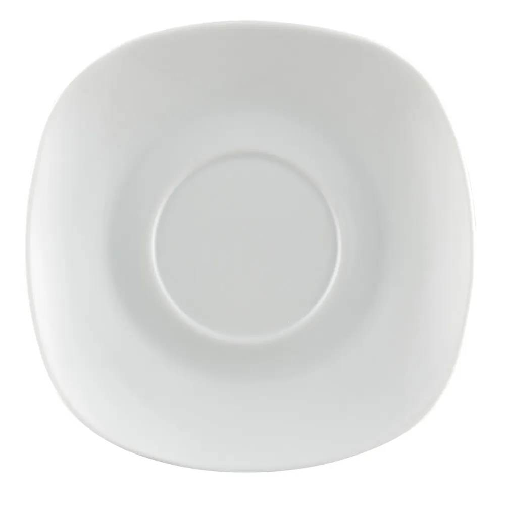 CAC China COP‑SQ2 Square Porcelain Saucer 5.75" x 5.75" x 0.75" White Dishwasher Safe - 1 Dozen
