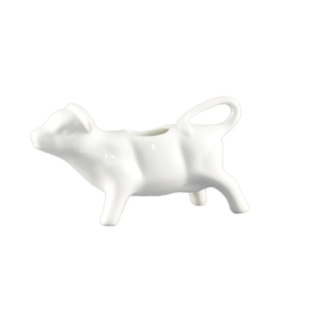 CAC China COW-PC Creamer Pitcher, 4‑5 oz, 6" L x 1‑1/4" W x 3" H, Porcelain White, Handle - 1 Dozen