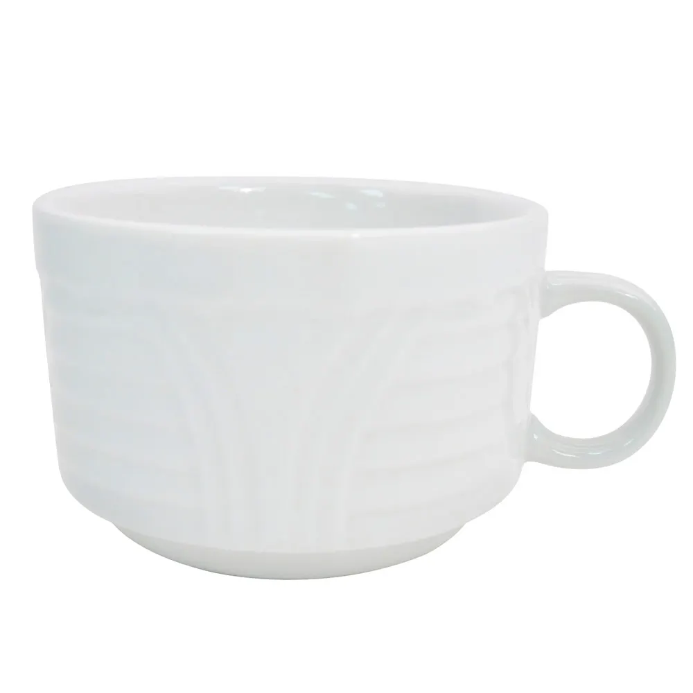 CAC China CRO-1-S - 8 oz Corona Coffee Cup, 3.5" Dia x 2.5" H, White Porcelain, Stackable - 1 Dozen