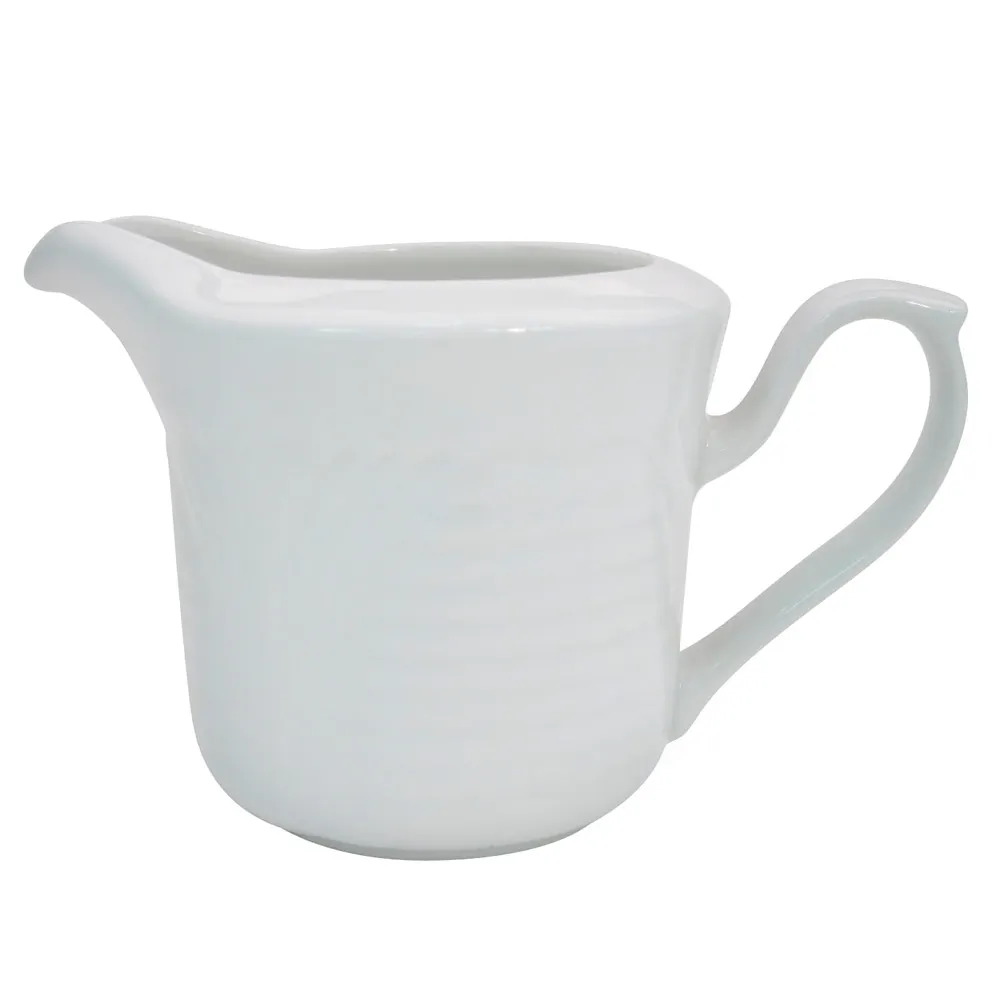CAC China CRO-PC - Corona Creamer Pitcher 4‑5 oz (5.25" L x 3.25" W x 3.38" H), Porcelain White Handle - 1 Dozen