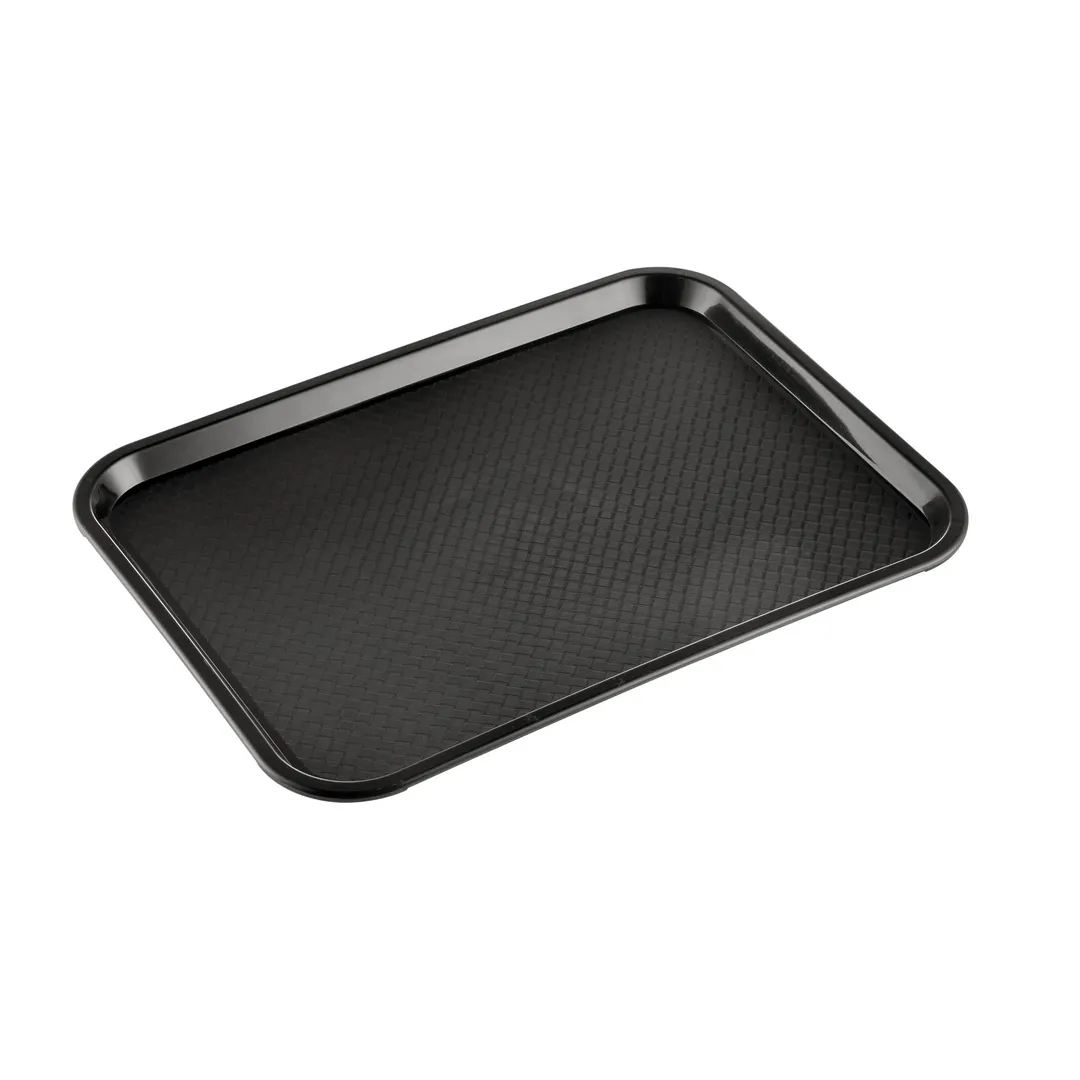 CAC China DSPT-1216K Fast Food Tray, 16"L x 12"W, Polypropylene, Rectangular Black