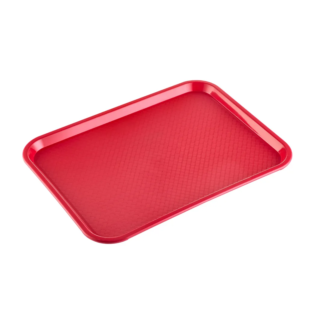 CAC China DSPT-1216R - Fast Food Cafeteria Tray, Rectangular 16" x 12", Polypropylene, Red Finish